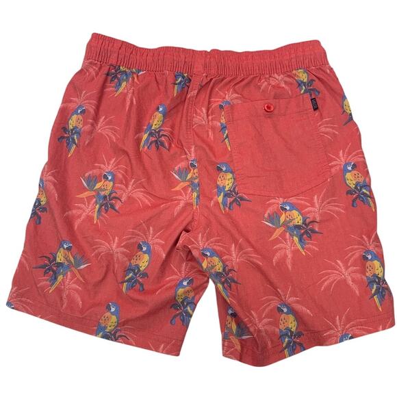 Valor Collective Mens Medium Tropical Parrot Drawstring Waist Unlined Swim Short - Picture 2 of 4